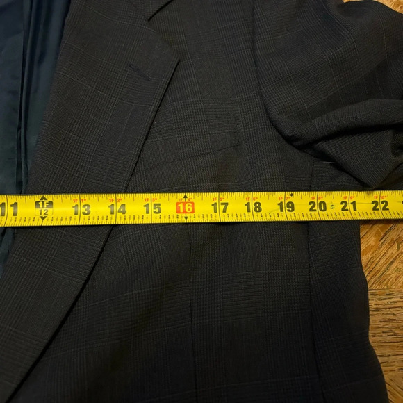 Vintage Jacket Blue Plaid 100% Wool Blazer John Alexander for Foleys 42R X 36W - Picture 5 of 10